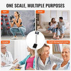 VEVOR Medical Digital Scale, Professional Physician Scale for Weight Height, Multi-Function Medical Physician Scale with Built-in Height Rod, 2 Unit (kg/lb), BMI for Home Hospital Gym, 500LBS Capacity