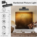 Picture Light 12" Black Picture Lights for Wall 2-Light Bronze Picture Frame Light Dimmable Art Gallery Light Accent Lighting Bathroom Wall Sconce for Artwork Poster Portrait Display