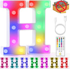 mooncow Rechargeable Light Up Letters,Colorful Marquee Letters with Remote,Gift Wrap Gifts,Bedroom Home Bar Party Decor (H)