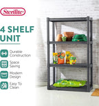 STERILITE 01643V01 4 Shelf Durable Solid Surface Shelving Unit, Flat Grey