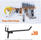 G.CORE Pegboard Hooks Accessories - 30pcs 4inch Metal Peg Board Tool Hangers, Fits 1/8 1/4 Pegs Slots, Pegboard Wall Organizer Shelving Racks, Hanging Display Storage Holders for Garage Craft Office