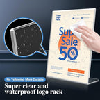 Acrylic Sign Holder 8.5 x 11 12 Pack, Double-Sided Clear Sign Holder Plastic Stands for Display, Table Sign Stands, T Shape Flyer Holder