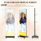 MWE P1.86 Spliceable LED Poster Screen with Flight Case, Foldable LED Digital Signage Advertising Display Kiosk with Publishing System, Portable Digital Poster for Events and Rentals (2 Panels), Black