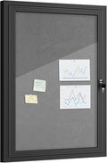Mifuro 36"x24" Enclosed Bulletin Board, Outdoor Lockable Weather-Resistant Aluminum Cork Noticeboard for School & Office, Black Frame w/Grey Flet
