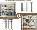 Himimi 72" W Wire Rack Shelving-2000LBS Capacity, Adjustable Storage Shelves Metal Shelves for Storage, 5-Tier Heavy Duty Wire Organizer for Kitchen, Garage, Pantry, 72" W x 18" D x 72" H, Black