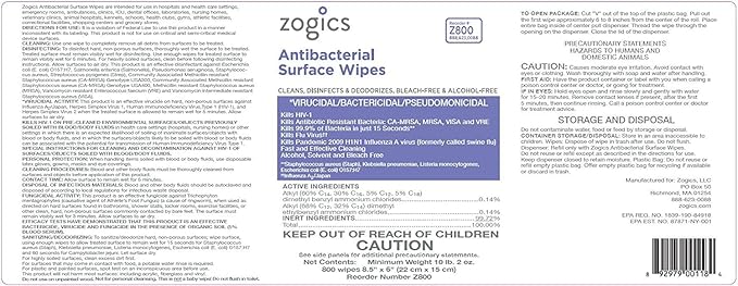 Zogics Antimicrobial Wipes and Wall Mounted Dispenser – No-Touch Wipes Dispenser, Mounts Easily to Wall for Quick Access to Disinfecting Wet Wipes