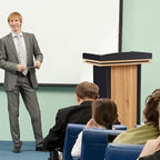 Podium Stand,Wood Podium with Wheels,Lectern with Storage,Mic Stand Space,15MM Particle Board,Wooden Pulpit for Restaurants,Churches,Seminars and Schools