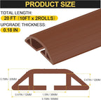 MYFAMIREA 20FT Floor Cord Cover Heavy Duty Cable Cover Protector 3 Channels Extension PVC Floor Wire Cover Outdoor Cord Hider Management Cord Cover for Wire on Floor Home Outdoor (2PCS 10FT, Brown)