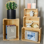 Large Wooden Crates Unfinished Set of 4 Decorative Storage Box with Handles, Rustic Farmhouse Wooden Crates for Display, Living Room Container Basket Box for Kitchen, Pantry, Bedroom