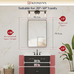 Keonjinn Gold Bathroom Mirrors for Wall 20 x 30 Inch Rounded Rectangle Gold Vanity Mirror, Brushed Brass Mirror with Metal Frame, HD Tempered Glass, Decorative Farmhouse Mirror(Horizontal/Vertical)