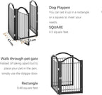 BHG Metal No-Assembly Freestanding Dog Gate with Door Walk Through, Extra Wide 72", Extra Tall 32" Pet Gate, Accordion Puppy Folding Playpen Dog Fence, with 2PCS Support (Black, 3 Panels)