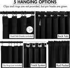 MIULEE Velvet Curtains 90 Inches Long 2 Panels Set for Bedroom, Pinch Pleat Back Tab Luxury Halloween Thermal Insulated Living Room Darkening Drapes Pleated Blackout Window Curtains with Hooks, Black