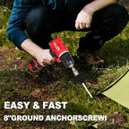 20 Pack Screw in Tent Stakes Heavy Duty,8 ’’ Ground Anchors Screw in,Metal Stakes with Hex Head Driver and Sturdy Storage Box. (20, Black)