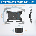 Mount-It! Universal Tablet Wall Mount, Anti-Theft iPad Mount, Enclosure Fits Tablets from 9.7" to 13" Screen Size, Flush Wall Mounting Kiosk, Durable Steel Design, Black