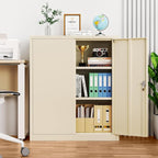 Pataku Metal Storage Cabinet, Garage Cabinet with Doors and Shelves 36" Hx32 Wx16 D, Steel Lockable File Cabinets for Office, Home, Garage, Basement, Industrial, Putty