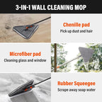 Wall mop Cleaner with 8 Replacement Pads,Wall Cleaning mop with Extension Pole 29" to 85",360° Folding Rotating Baseboard Cleaner Tool with Long Handle for Painted Walls, Window, Floor,Ceiling