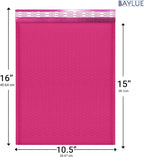 Hot Pink 10.5x16 Inch Poly Bubble Mailers #5 | Self Seal Large Padded Envelopes | Air Cushioned Bubble Mailer | Usable Size 10.5x15 Inch | Waterproof Lightweight Mailing Shipping Bags | 100 Pack Bulk