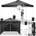 COBlZI 10x10 Pop Up Canopy Tent with 4 Removable Sidewalls，One Push Setup Waterproof Commercial Gazebo Tent with Air Vent, 4 Sandbags，4 Stakes & 8 Ropes（Tents for Party/Exhibition-Black