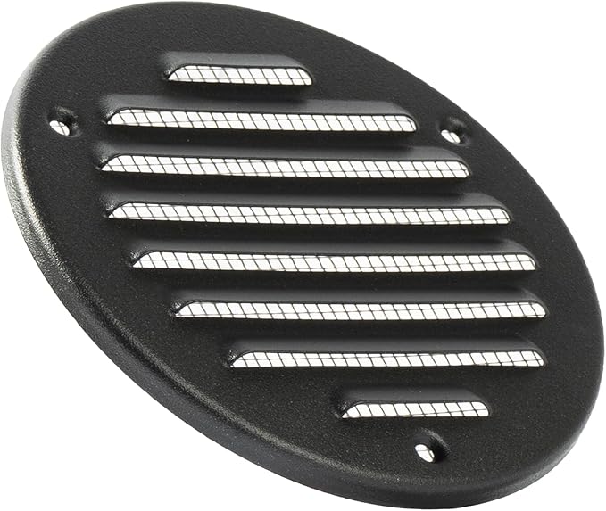 Vent Systems - 4 Inch (Inner) Pack of 10 Black Metal Round Soffit Air Vent Grille Cover, Register air Vent Deflector, Louver - Built-in Mesh - HVAC for Bathroom, Home Office, Kitchen 5 Inch (Outer)