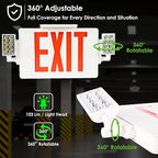 Gruenlich LED Combo Exit Sign, Emergency Light with 2 Adjustable Heads and Double Face, Back Up Batteries- US Standard Red Letter EXIT, UL 924 Qualified, 120-277 Voltage, 12-Pack