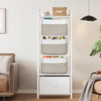 Shelf Woven Storage Basket, 15 x 10 x 9” Closet Rope Baskets For Organizing, Square Bins with Handles, White+Rice Brown 1 Pack