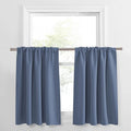 PONY DANCE Window Curtain Valances - Rod Pocket Tiers Home Decoration for Kitchen/Bedroom Noise Reduction and Privacy Protection, 34 x 36 inches, Blue Haze, 2 Panels
