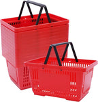 12 PCS Shopping Baskets with Handles, 18L Red Plastic Shopping Basket, Portable Grocery Basket Essential for Supermarket Retail Shop Book Store Laundry(17" x 12" x 9", Red)