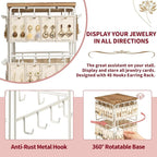 360 Rotating Earring Display Stands for Selling, Earring Rack Display Holder Stand, Jewelry Display for Vendors Selling Earring Cards, Necklaces, Bracelets, Hair Accessories (48 Hooks)