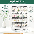 EsLuker.ly Rotating Earring Display Holder Stand for Vendors Events Selling, Large Capacity 64 Hooks Jewelry Rack with Wooden Base for Earring Card Sales, Enhances Retail Display Visibility