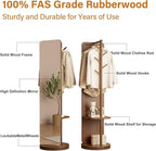 WoodsWhisper Full Length Mirror Coat Rack Solid Wood Floor Mirror 70"x16" Full Length Mirror with Stand Long Mirrors for Bedroom,Living Room