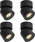 Aisilan 4 Packs LED Dimmable Adjustable 360° Ceiling Spotlight Indoor Directional Light Surface Mounted 9W 3000K Warm White Aluminum Spots Light for Cabinet Gallery Hallway Corridor, Black