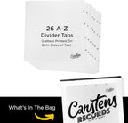 Carstens Records Heavy Duty Vinyl Album Dividers | 12" LP Separators with Tabs | Made in The USA | Music Organizer Tabs for Collectors (White, Double-Sided, A-Z Vertical Tabs, 26 Tab Set)
