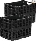 4-Pack Heavy Duty Stackable Storage Crates Plastic Collapsible Milk Crate Garage Organizing Bins Storage Containers for Home Office Moving Supplies, Black