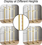 Gold Clothing Racks, Metal Clothes Rack with 8 Straight Arms, Freestanding Garment Rack for Hanging Clothes Heavy Duty, 46" to 63" Adjustable Height Retail Clothing Rack for Boutiques Display