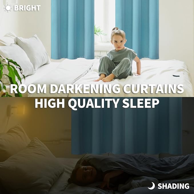 BGment Blackout Curtains - Grommet Thermal Insulated Room Darkening Bedroom and Living Room Curtains, Set of 2 Panels (52 x 72 Inch, Aqua)