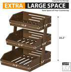 Bamboo Fruit Basket for Kitchen–3 Tier Fruit Bowl For Kitchen Counter, Large Fruit Holder With 2 Banana Hangers, Idea For Fruit and Vegetable Storage, Bread Basket, Snack Organizer(WALNUT)