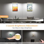 15.35inch Picture Light, Rechargeable Battery Wall Light for Paintings, 3 Colors Paintings Light Dimmable and Timer Metal Art Light for Display, Wall, Artwork, Gallery (Gold)