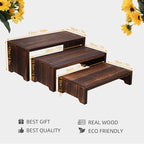3-Tier Wooden Cupcake Stand & Display Risers, for Food Desserts & More, Sturdy & Reusable