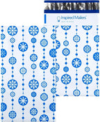 Inspired Mailers - Holiday Poly Mailers 6x9-100 Pack - Snowflake Baubles (Blue) - Small Shipping Bags 6x9 - Christmas Polymailers 6x9 - Small Package Bags