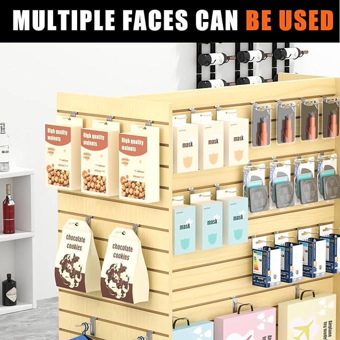 49.5”W x 24”D x 54”H - Retail Slatwall Gondola Display with 3” Slat Wall Units，Maple Versatile H-Unit Slatwall Display Stand