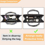 Doxo Purse Organizer Insert, Felt Tote Organizer Insert with Zipper, Bag Liner Perfect for L Onthego MM 35 & D Book Tote Medium (Grey-With Cover)