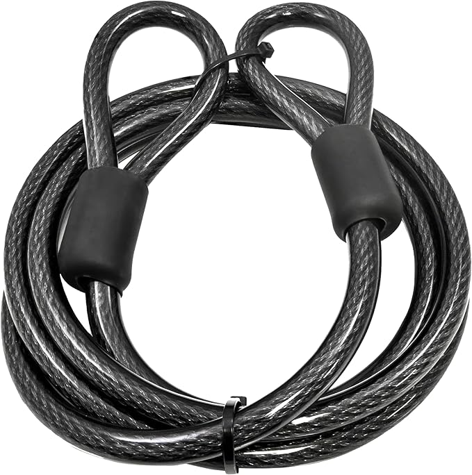 Lumintrail 12mm (1/2 inch) Heavy-Duty Security Cable, Vinyl Coated Braided Steel with Sealed Looped Ends (4', 7', 10', 15' or 30') (7-FT)