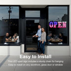 30" x 10" American Flag LED OPEN Sign with Remote Control, Dimmable Brightness, Flash Modes & Speed, Easy Hang Plug-in Storefront Window Sign for Shop, Bar, Salon