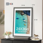 VCK 24x36 Poster Frame 2 Pack - Grey, High-End Wood Picture Frames with Polished Plexiglass, Display 20x30 Photo with Mat or 24x36 without Mat, Art Gallery-Quality, Wall Hanging, Grey