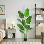 Birds of Paradise Plant Artificial, 5FT Fake Plants Faux Banana Leaf Tree with 10 Banana Leaves, Lifelike Tall Fake Tropical Palm Indoor Silk Floor Plant in Black Pot for House,Office,Room,Home Decor