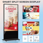 HLEC 65'' Indoor Floor-Standing Digital Signage Interactive Display, 4K Touchscreen Advertising Display LCD Kiosk, Commercial Android Smart System, CMS Software, HDMI/USB Input＆Out/WiFi(4+64G)