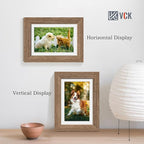 VCK 5x7 Picture Frame 2 Pack - Walnut, High-End Wood Poster Frames with Tempered Glass, Display 4x6 Photo with Mat or 5x7 without Mat, Art Gallery-Quality, Wall Hanging/Tabletop, Walnut