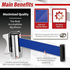 DuraSteel Wall Mount Crowd Control Retractable Belt Barrier- 9.2 Ft Blue Retractables Barrier Belt w/Stainless Steel Casing - Do Not Enter Crowd Control Barriers NOT Stanchions with Retractable Belts