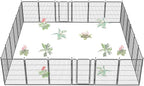 FXW Garden Fence Outdoor for The Yard – 40in(H) x 54.7ft(L) Heavy Duty Metal Animal Barrier for Dog and Rabbit, Decorative Dog Fence, 24 Panels, Silver