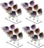 MOOCA 4 Pcs Set, 3 Tier Premium Acrylic Eyewear Display Stand, Sunglasses Rack Holder, Sunglasses Stand, Eyewear Organizer for Eyeglasses, 5 in H